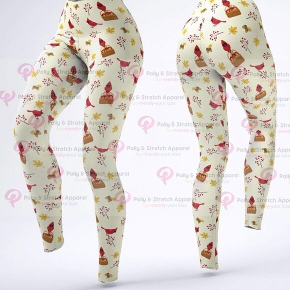 Winter Cardinal Adult leggings - Picture 1 of 2